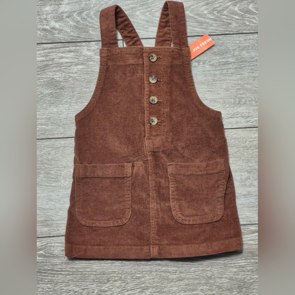 New Joe Fresh Toddler Girls Overalls Dress in Rich Brown
